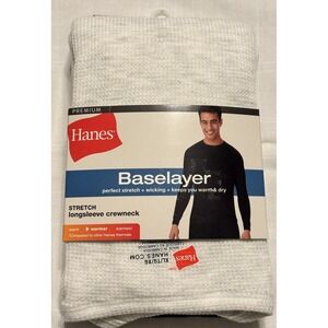NEW Hanes Baselayer Thermal Stretch Long Sleeve Crewneck Tagless Cream Men's XL